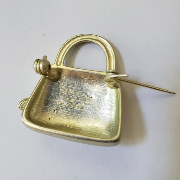 Handbag Pin - Green Rhinestones - Picture 4 of 8